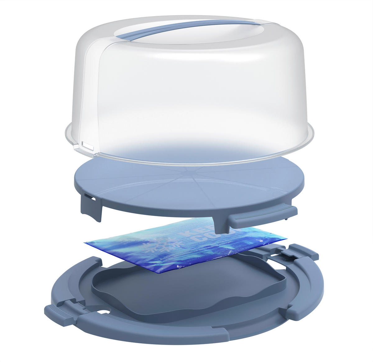 Rotho Tortenglocke COOL & FRESH blau B/H/L: ca. 34x16x38 cm COOL & FRESH - blau/transparent (38,00/34,00/16,00cm) - Rotho