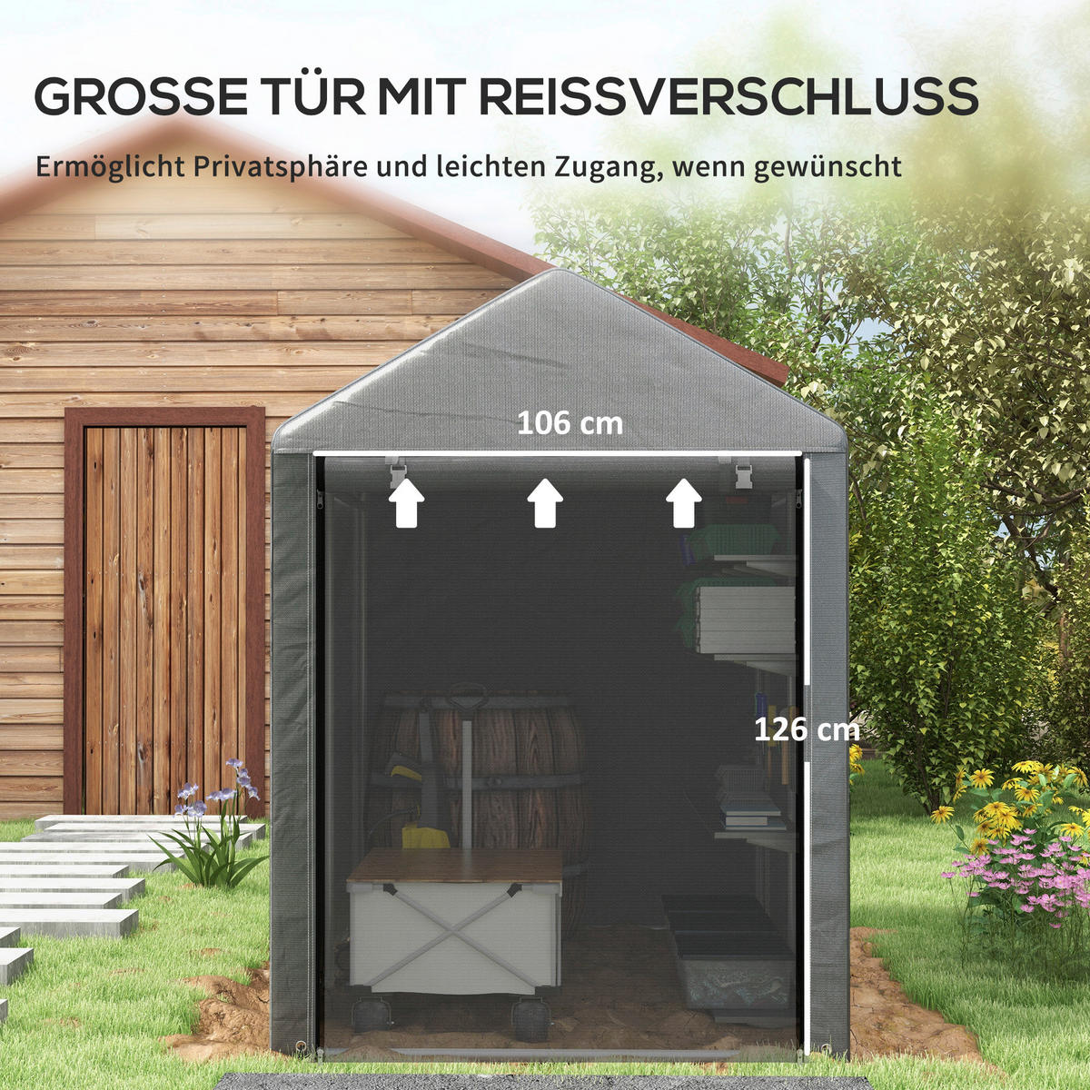 Outsunny Garagenzelt dunkelgrau Polyester B/H/L: ca. 179x165x120 cm Garagenzelt - dunkelgrau (120,00/179,00/165,00cm) - Outsunny