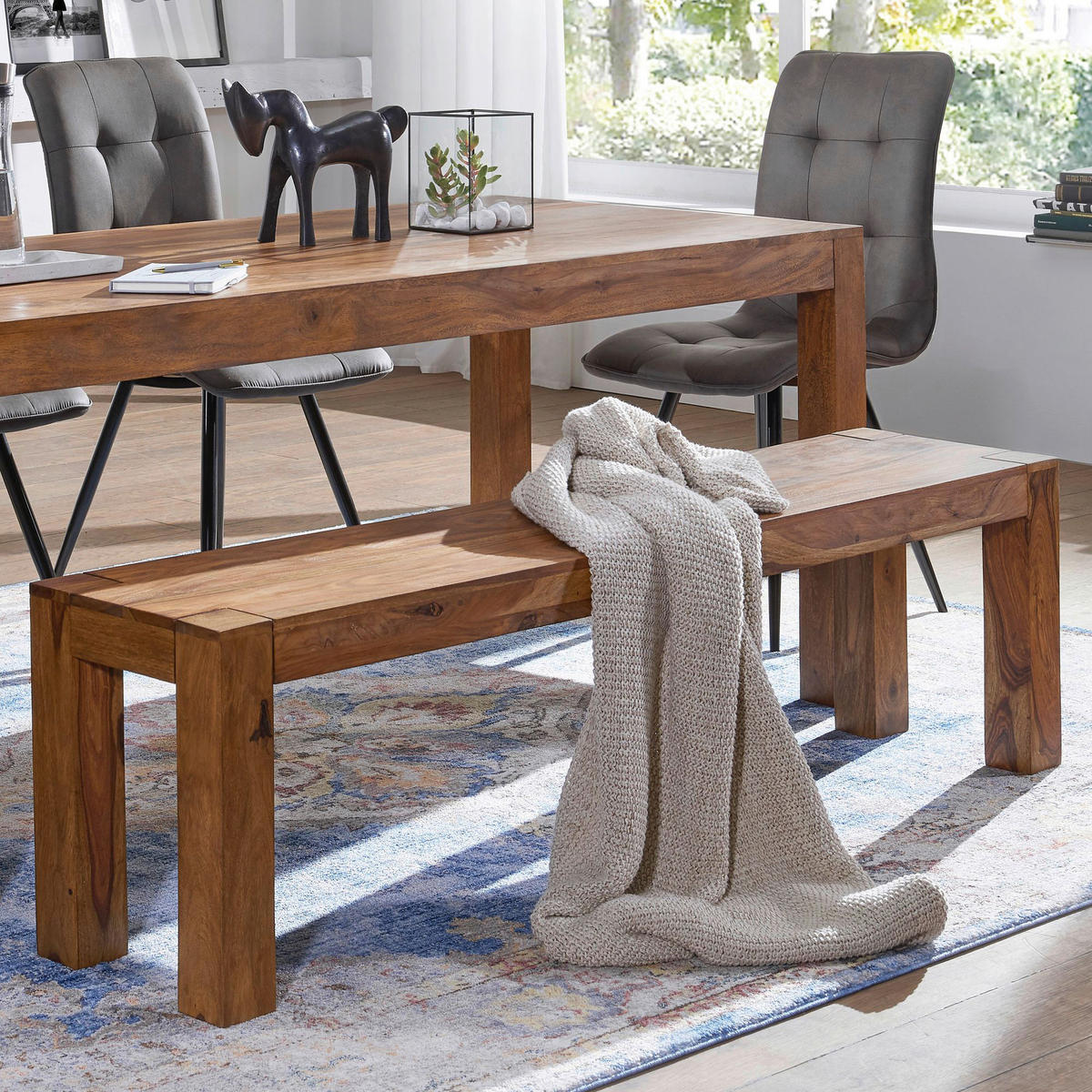 Wohnling Sitzbank natur Echtholz B/H/T: ca. 160x45x35 cm Sitzbank - natur (160,00/45,00/35,00cm) - Wohnling