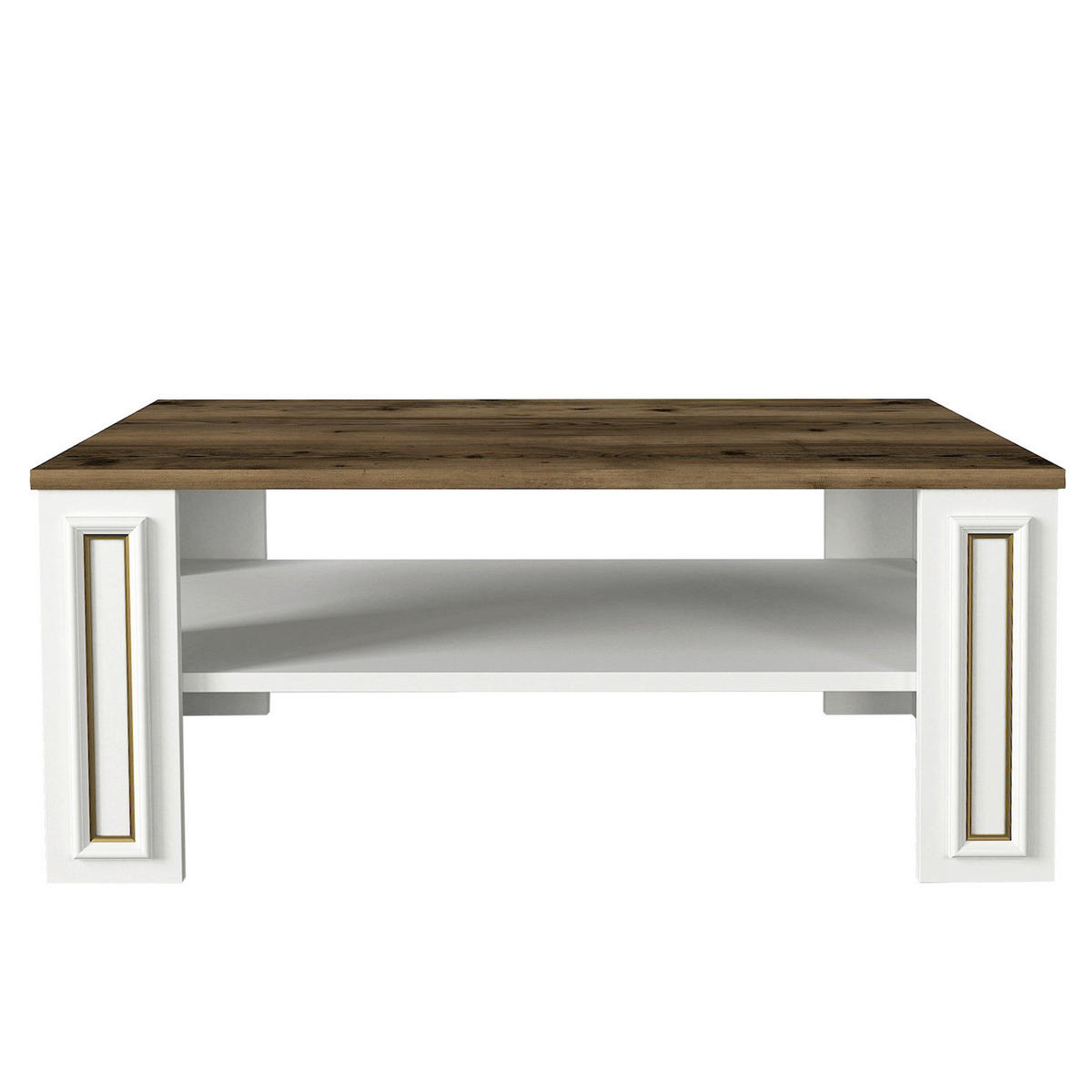 Couchtisch Sansa weiß walnuss Nachbildung B/H/T: ca. 90x38x60 cm Sansa - weiß/walnuss (90,00/38,00/60,00cm) - moebel17