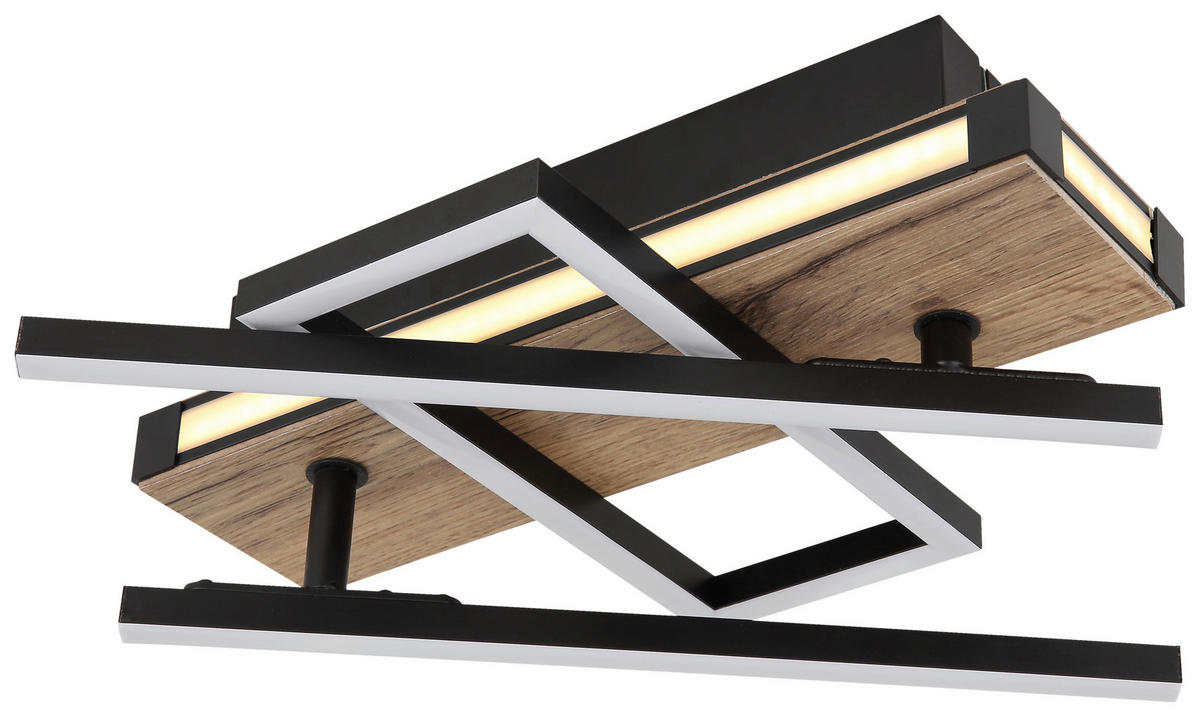 GLOBO LED-Deckenleuchte 67299D2 dunkelbraun mattschwarz Metall MDF Kunststoff B/H/T: ca. 46x12x68 cm COLLI - dunkelbraun/mattschwarz (46,00/12,00/68,00cm) - GLOBO