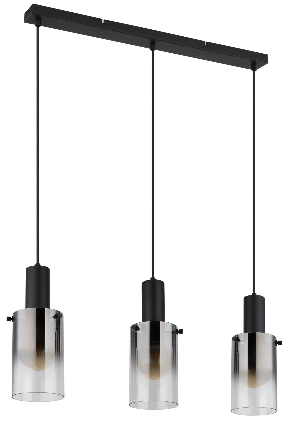 Pendelleuchte schwarz Glas Metall B/H/L: ca. 12,5x150x72,5 cm E27 3 Brennstellen Florentina - schwarz (72,50/12,50/150,00cm)