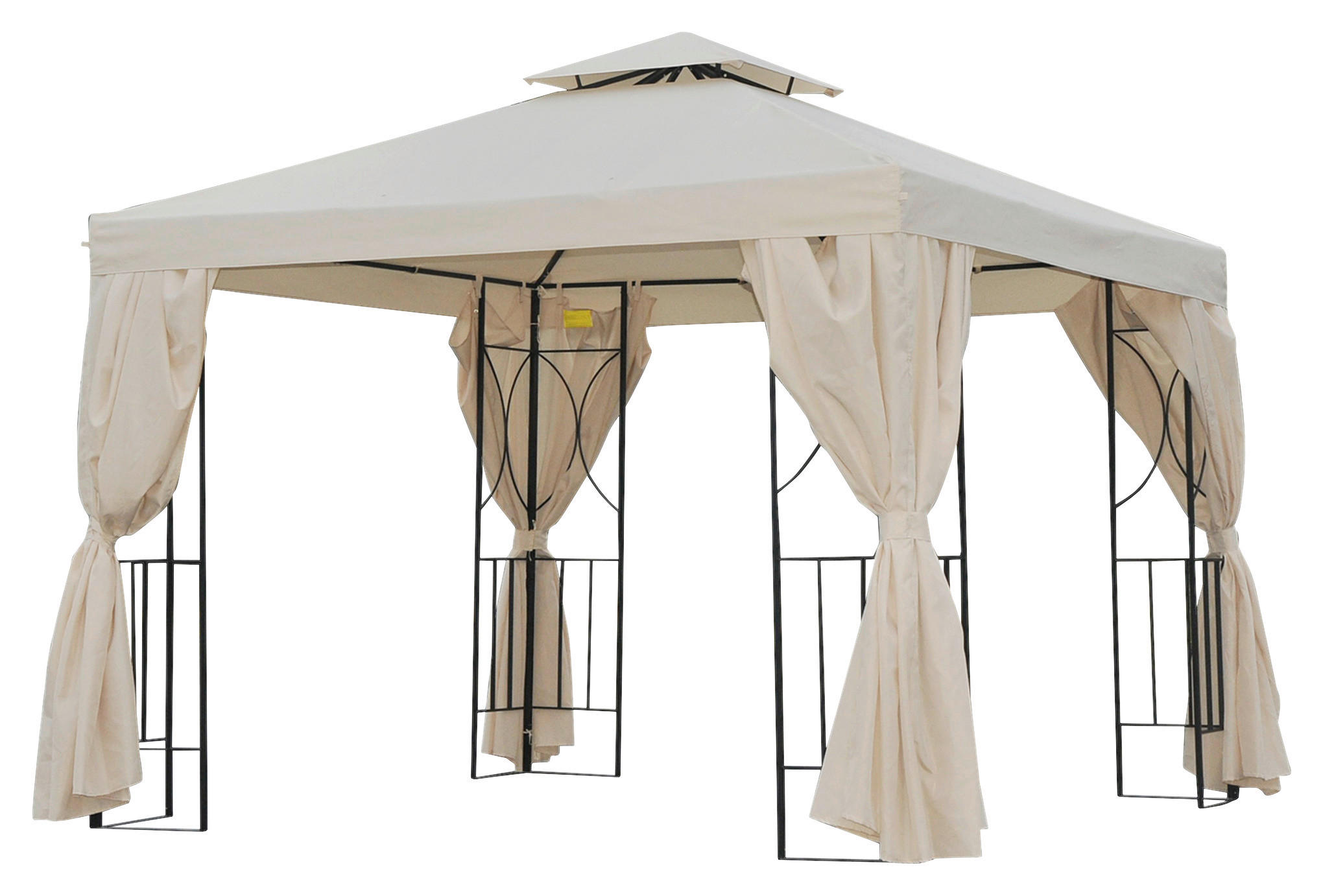 Outsunny Pavillon cremeweiß Polyester B/H/L: ca. 295x265x295 cm