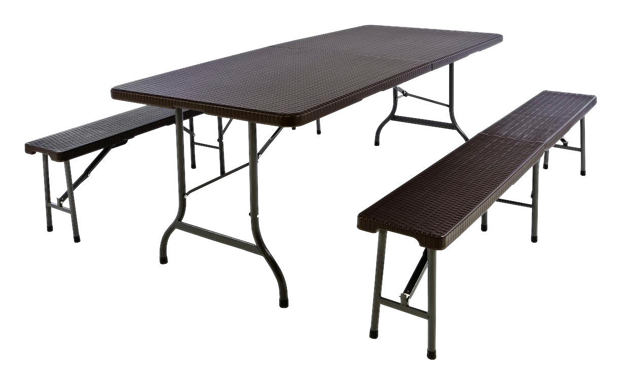 VCM Bierzeltgarnitur braun Metall L: ca. 180 cm Bierzeltgarnitur_3tlg. - braun (180,00cm) - VCM