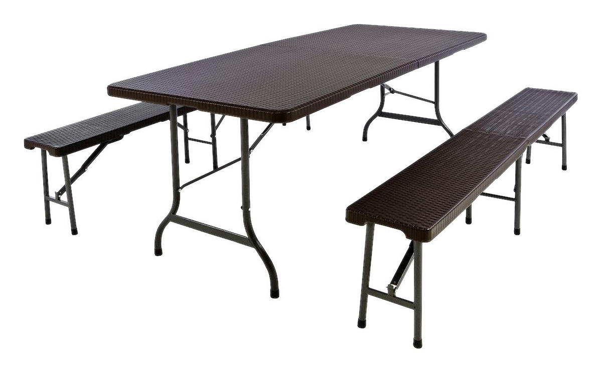 VCM Bierzeltgarnitur braun Metall L: ca. 180 cm Bierzeltgarnitur_3tlg. - braun (180,00cm) - VCM