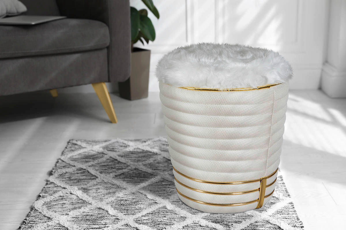 360 Living Hocker Doric 320 elfenbein gold H/D: ca. 50x42 cm Doric 320 - gold/elfenbein (42,00/50,00cm) - 360 Living