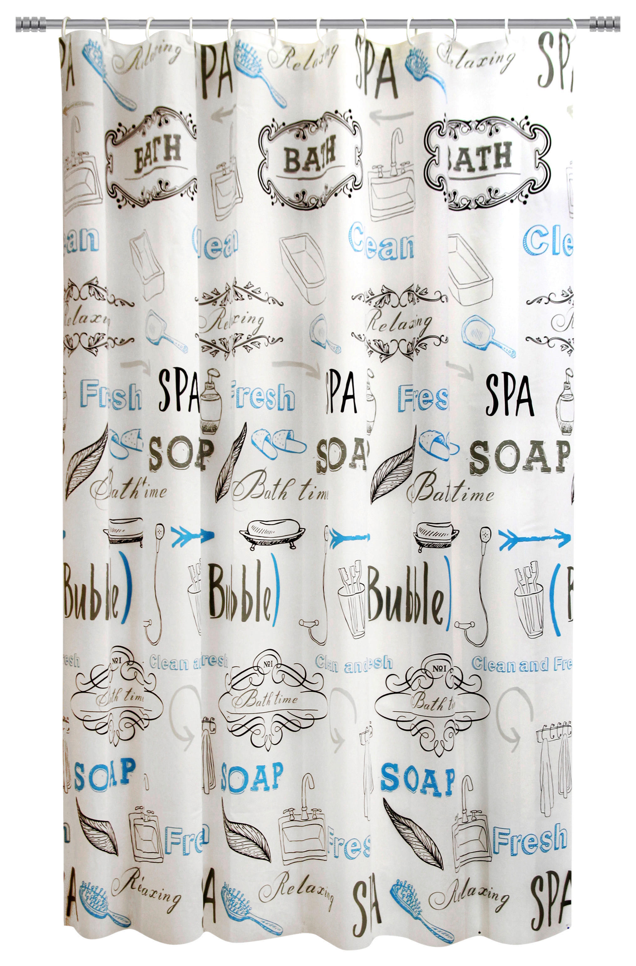 Duschvorhang blau weiß braun Kunststoff B/L: ca. 180x200 cm Duschvorhang_Tilly - blau/braun (180,00/200,00cm) - Acus