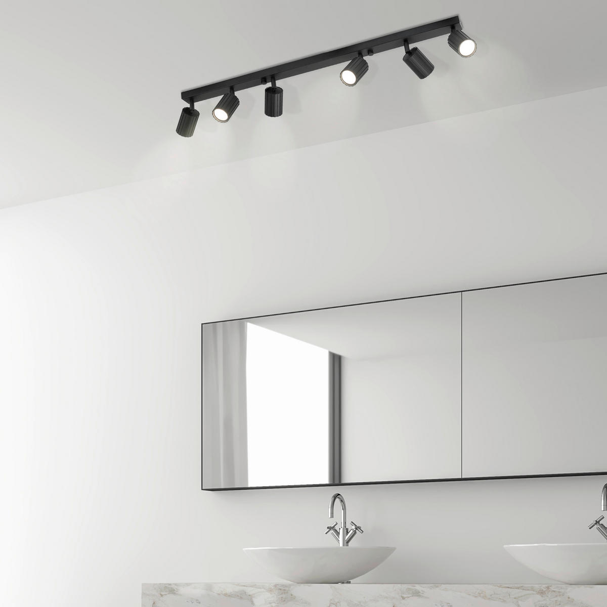 Lamkur Strahler schwarz Stahl B/H/L: ca. 6,5x16,5x117 cm 6 Brennstellen Prisma - schwarz (117,00/6,50/16,50cm) - Lamkur