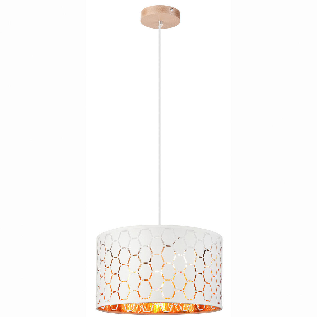 Lamkur Pendelleuchte weiß Holz B/H/L: ca. 37x23x37 cm E27 1 Brennstellen Ulle - weiß (37,00/37,00/23,00cm) - Lamkur