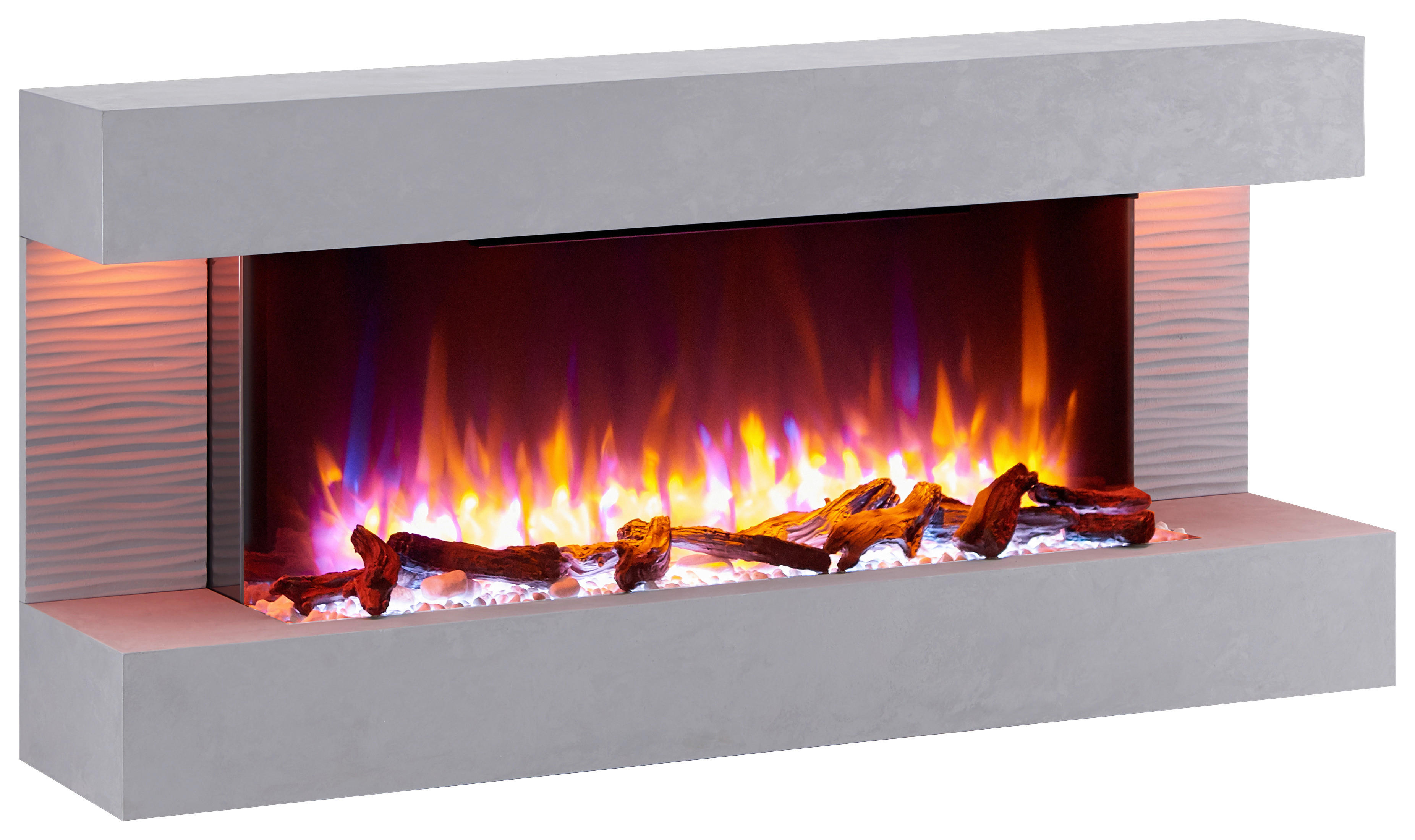 Balderia Wandkamin Helia grau MDF B/H/T: ca. 127x60x25 cm Elekt.-Kamin Helia EF197A-MT197D-CG - grau (127,00/60,00/25,00cm) - Balderia