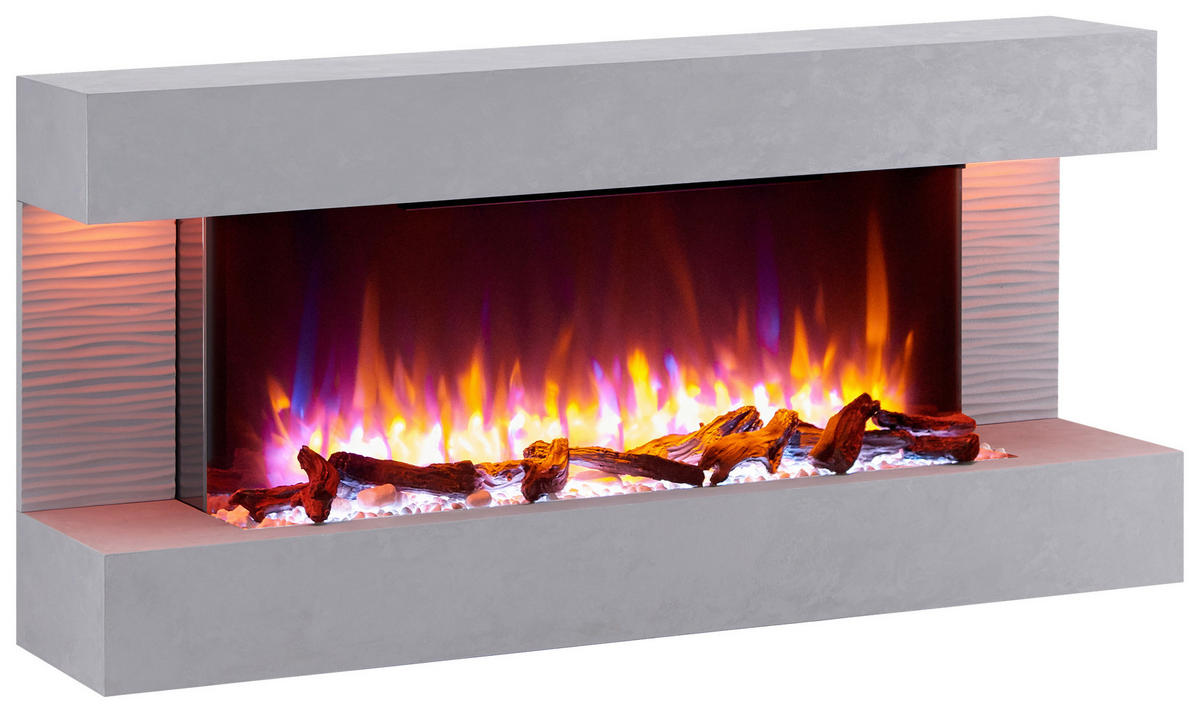 Balderia Wandkamin Helia grau MDF B/H/T: ca. 127x60x25 cm Elekt.-Kamin Helia EF197A-MT197D-CG - grau (127,00/60,00/25,00cm) - Balderia