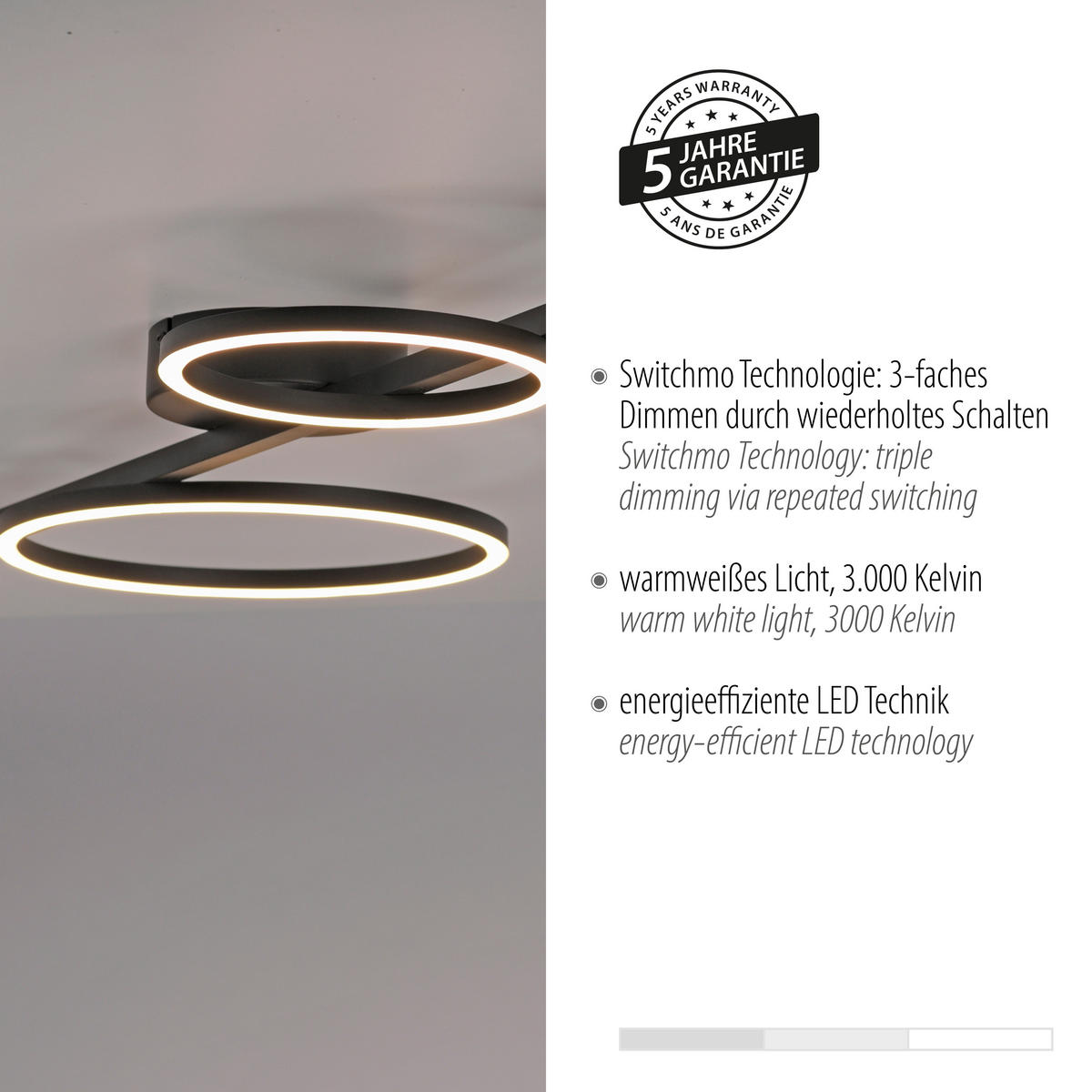 Just Light LED Deckenleuchte schwarz Metall H/L: ca. 7x120 cm 1 Brennstellen LED_Deckenleuchte_Mini-Ritus - schwarz (120,00cm) - Just Light