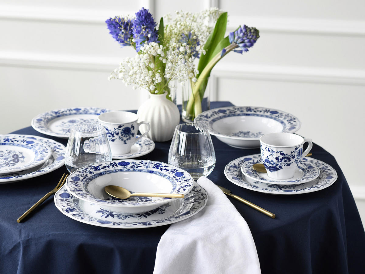 CreaTable Kombiservice Flora Zwiebelmuster weiß Porzellan 30 tlg. Flora Zwiebelmuster - blau/weiß - CreaTable