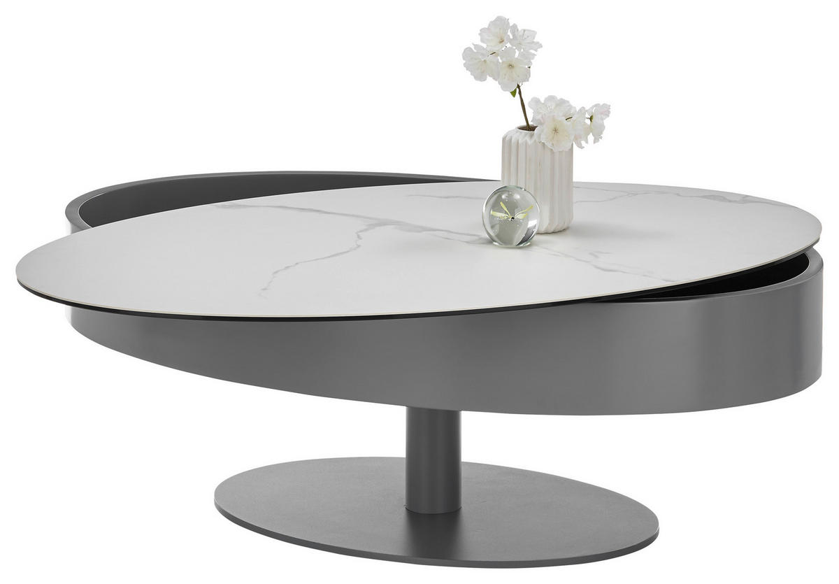 Couchtisch Sinisa anthrazit weiß Marmor Optik B/H/T: ca. 110x42x70 cm Sinisa - weiß/anthrazit (110,00/42,00/70,00cm)