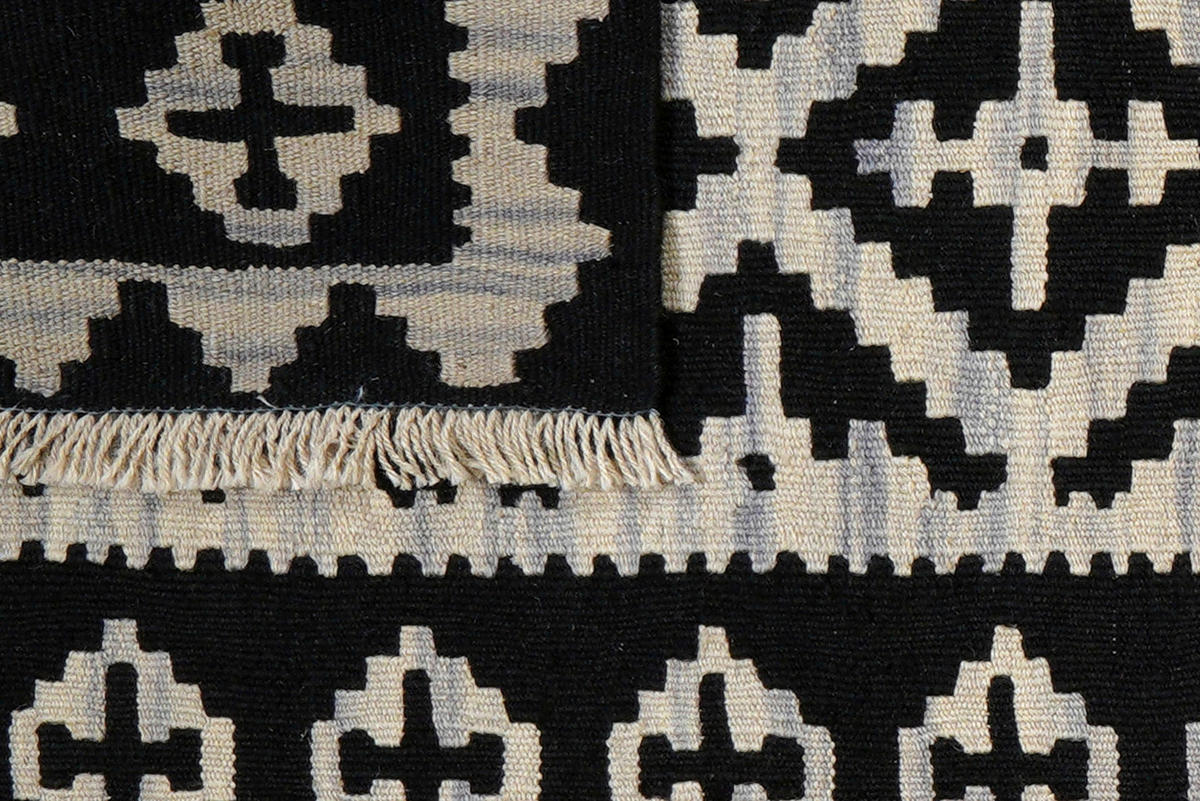 PersaTepp Teppich Kelim Gashgai schwarz B/H/L: ca. 83x1x293 cm Kelim Gashgai - beige/schwarz (293,00/83,00/1,00cm) - PersaTepp