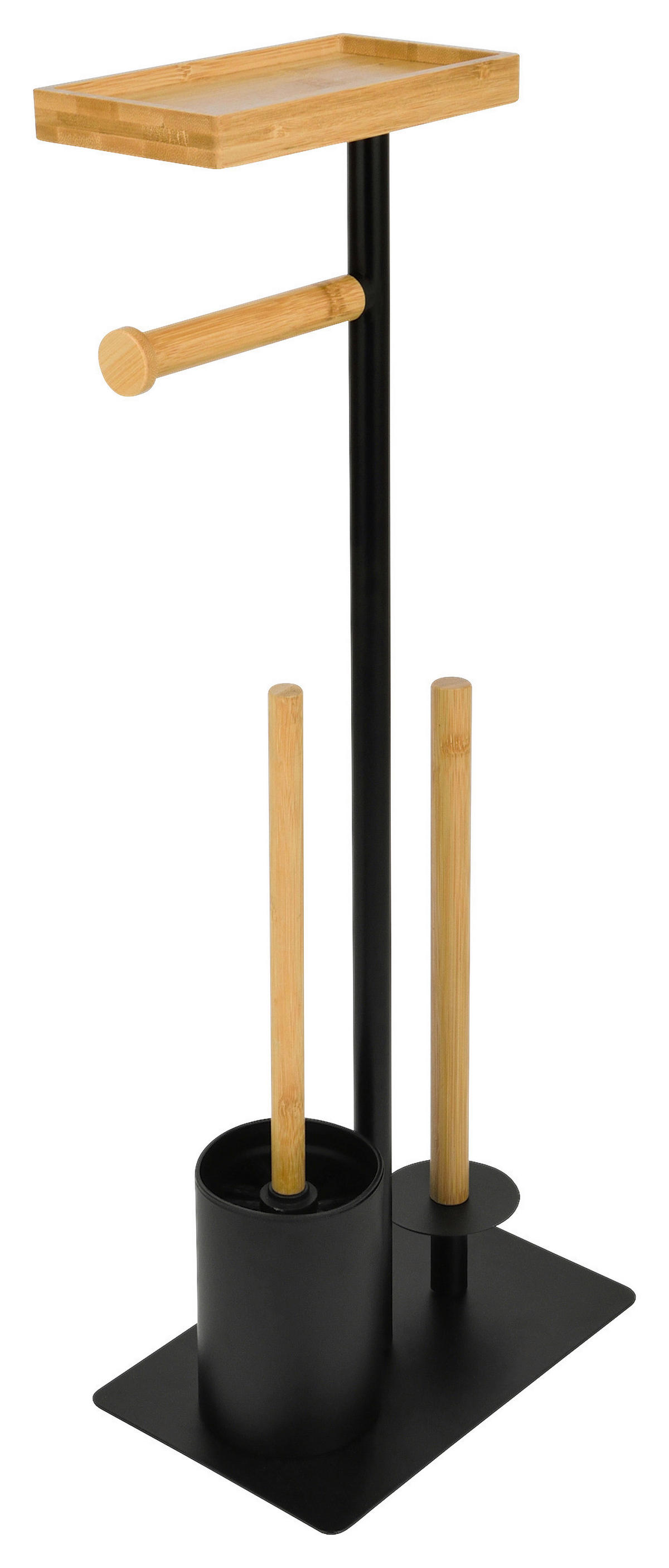 POCOline Stand-WC-Garnitur Nordic Black schwarz hellbraun Edelstahl Nordic Black - schwarz/hellbraun (25,00/16,00/64,50cm) - POCOline