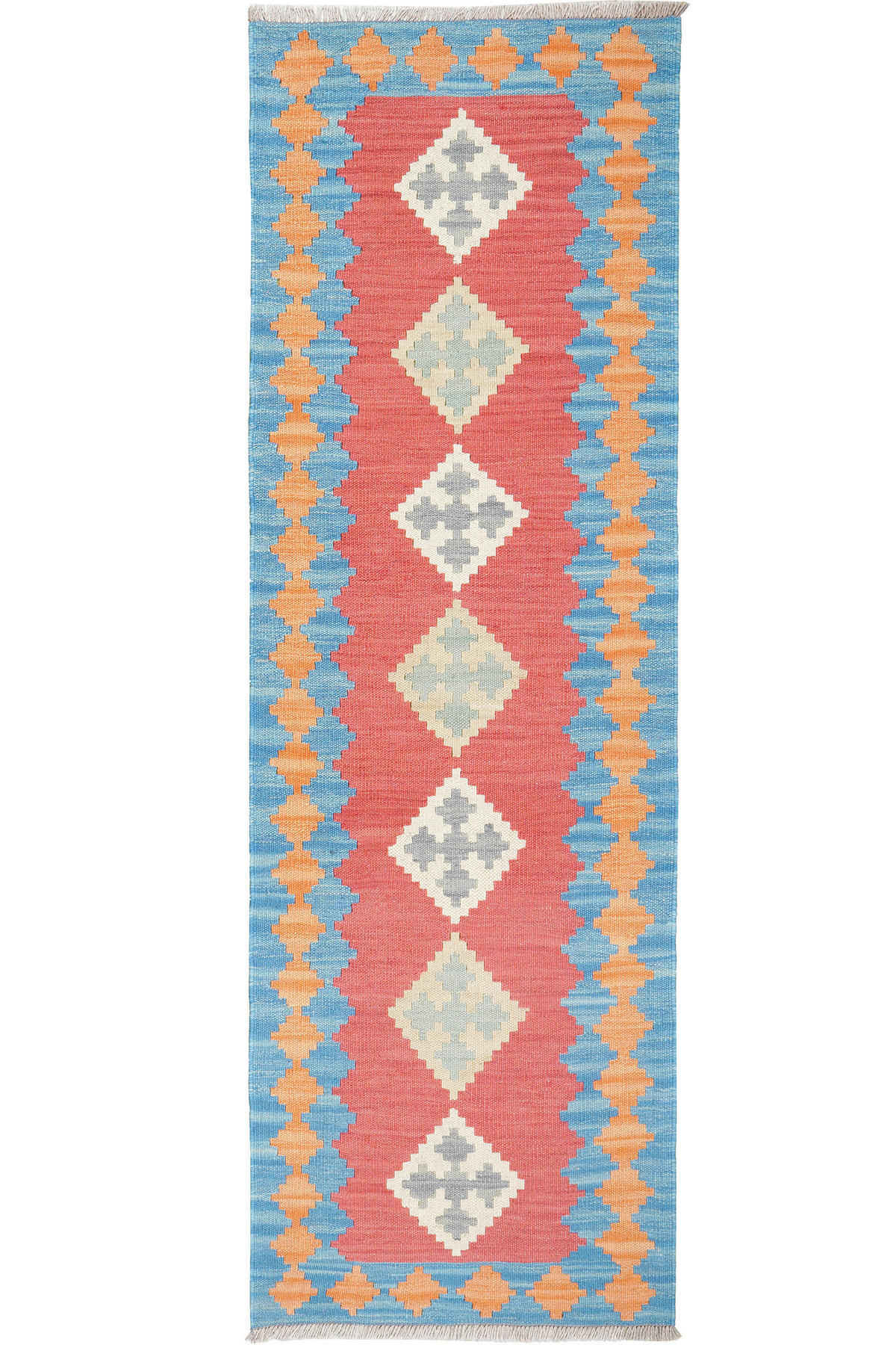 PersaTepp Teppich Kelim Gashgai rot B/H/L: ca. 60x1x189 cm Kelim Gashgai - blau/rot (189,00/60,00/1,00cm) - PersaTepp