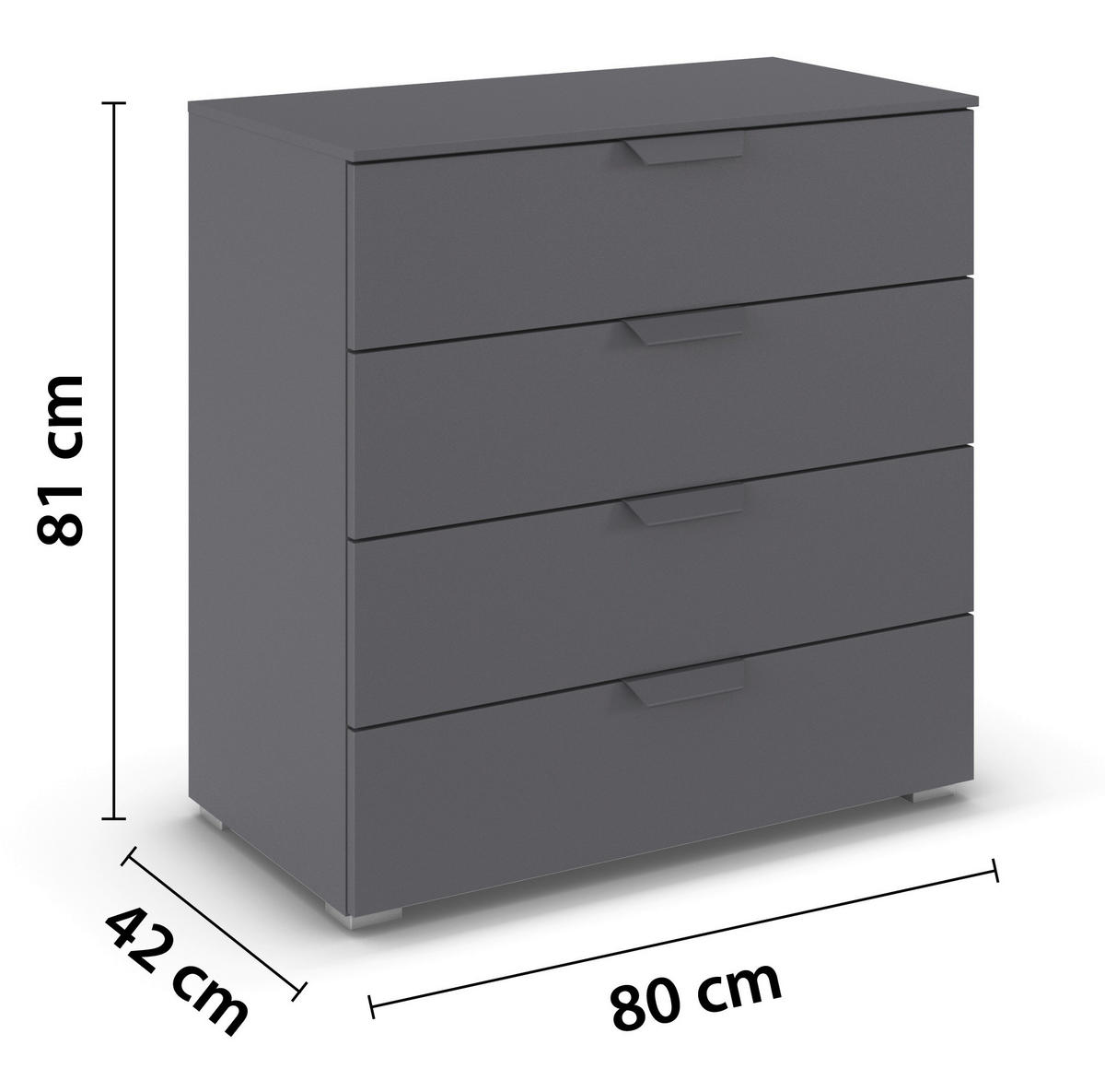 Kommode Aditio grau B/H/T: ca. 80x81x42 cm Aditio - Alu/grau (80,00/81,00/42,00cm)