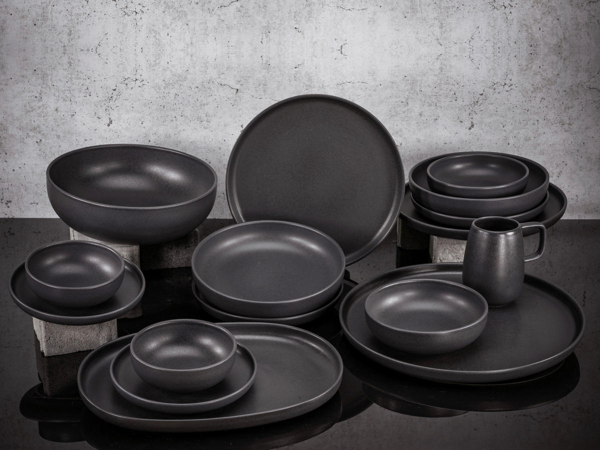 CreaTable Kombiservice Uno schwarz Steinzeug 16 tlg. Uno - schwarz - CreaTable