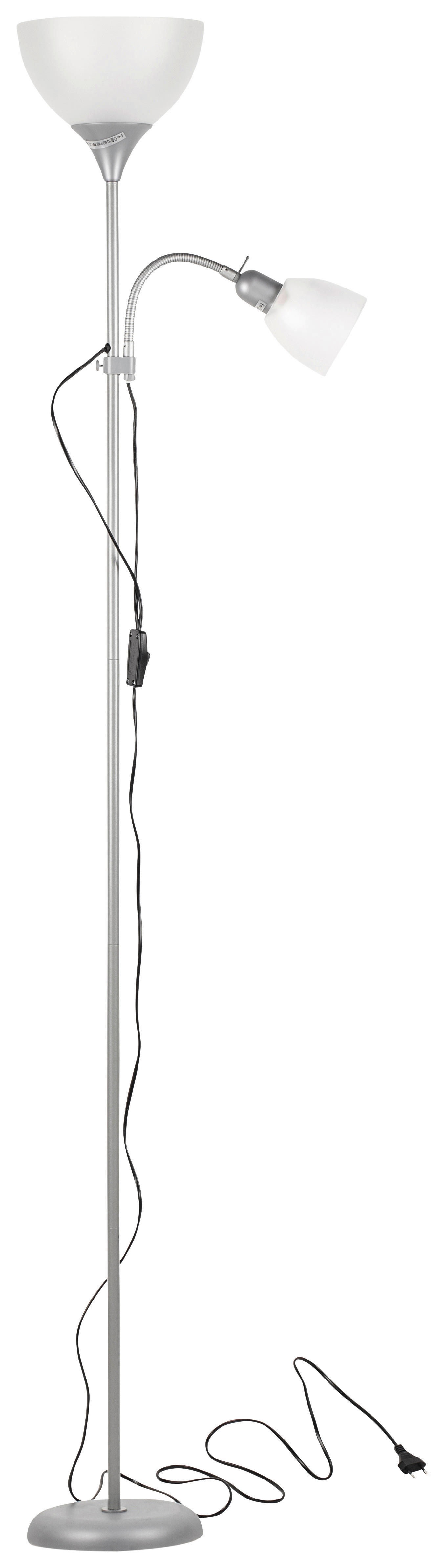 Sensation Deckenfluter silber weiß Metall Kunststoff H: ca. 180 cm E27 2 Brennstellen Promo - weiß/silber (180,00cm) - Sensation