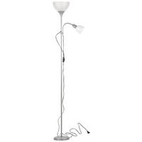 Sensation Deckenfluter silber weiß Metall Kunststoff H: ca. 180 cm E27 2 Brennstellen Promo - weiß/silber (180,00cm) - Sensation