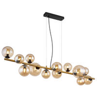 GLOBO Pendelleuchte amber schwarz Glas Metall B/H/T: ca. 34,5x120x120 cm G9 13 Brennstellen RIHA - schwarz/amber (34,50/120,00/120,00cm) - GLOBO