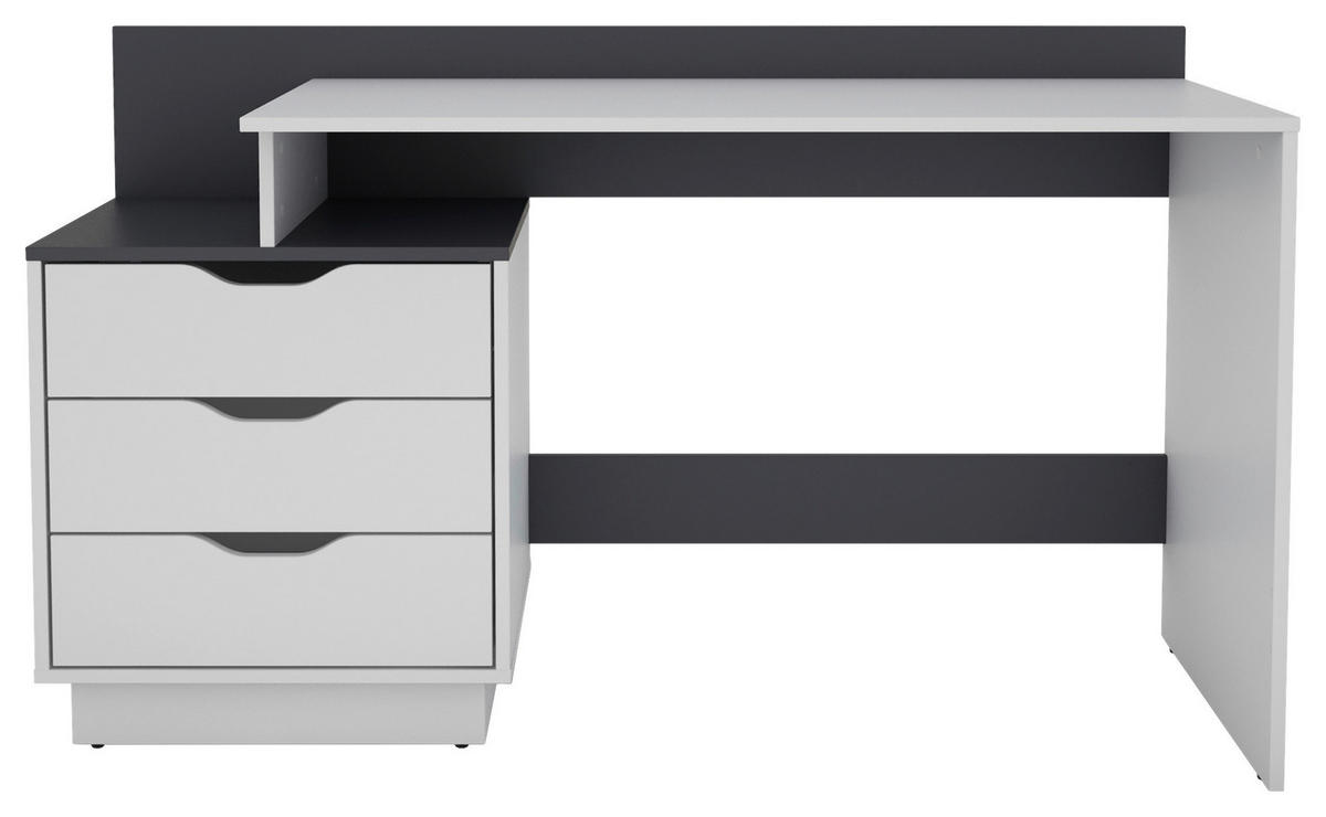 Schreibtisch BELFAST weiß anthrazit B/H/T: ca. 138x83,5x51,5 cm BELFAST - weiß/anthrazit (138,00/83,50/51,50cm) - byLIVING