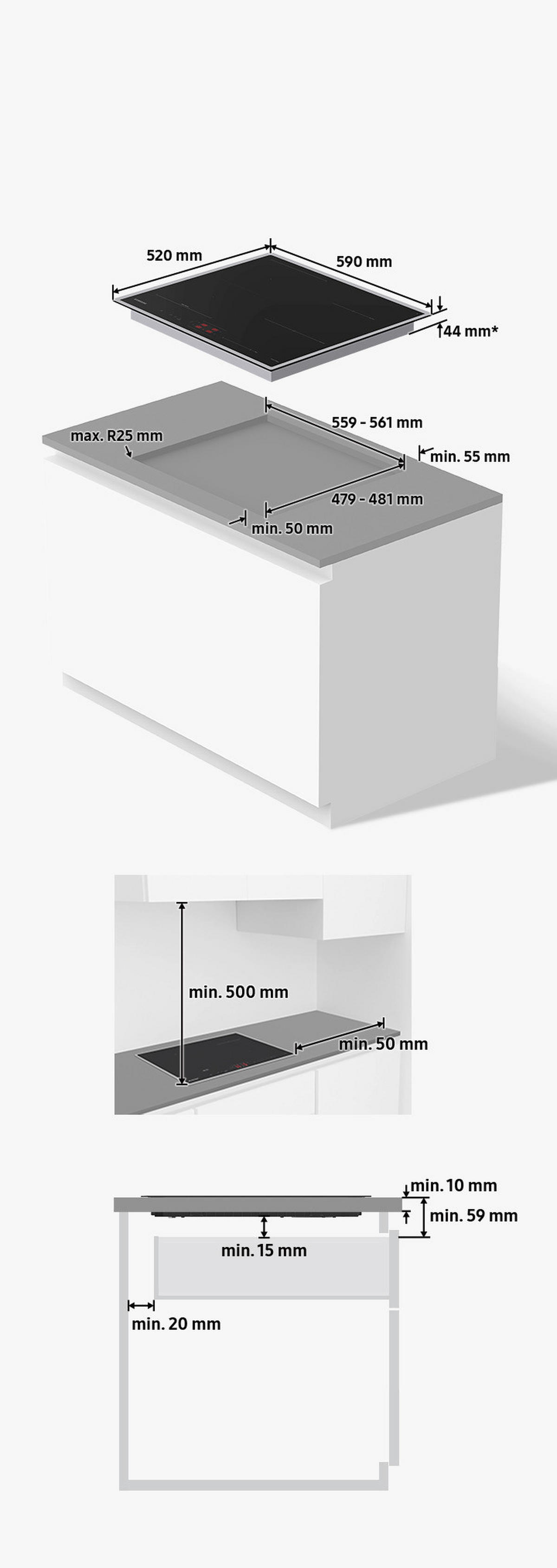 Samsung Induktionskochfeld NZ64B5046HK/U1 schwarz B/H/T: ca. 59x4,8x52 cm NZ64B5046HK/U1 - schwarz (59,00/4,80/52,00cm) - Samsung