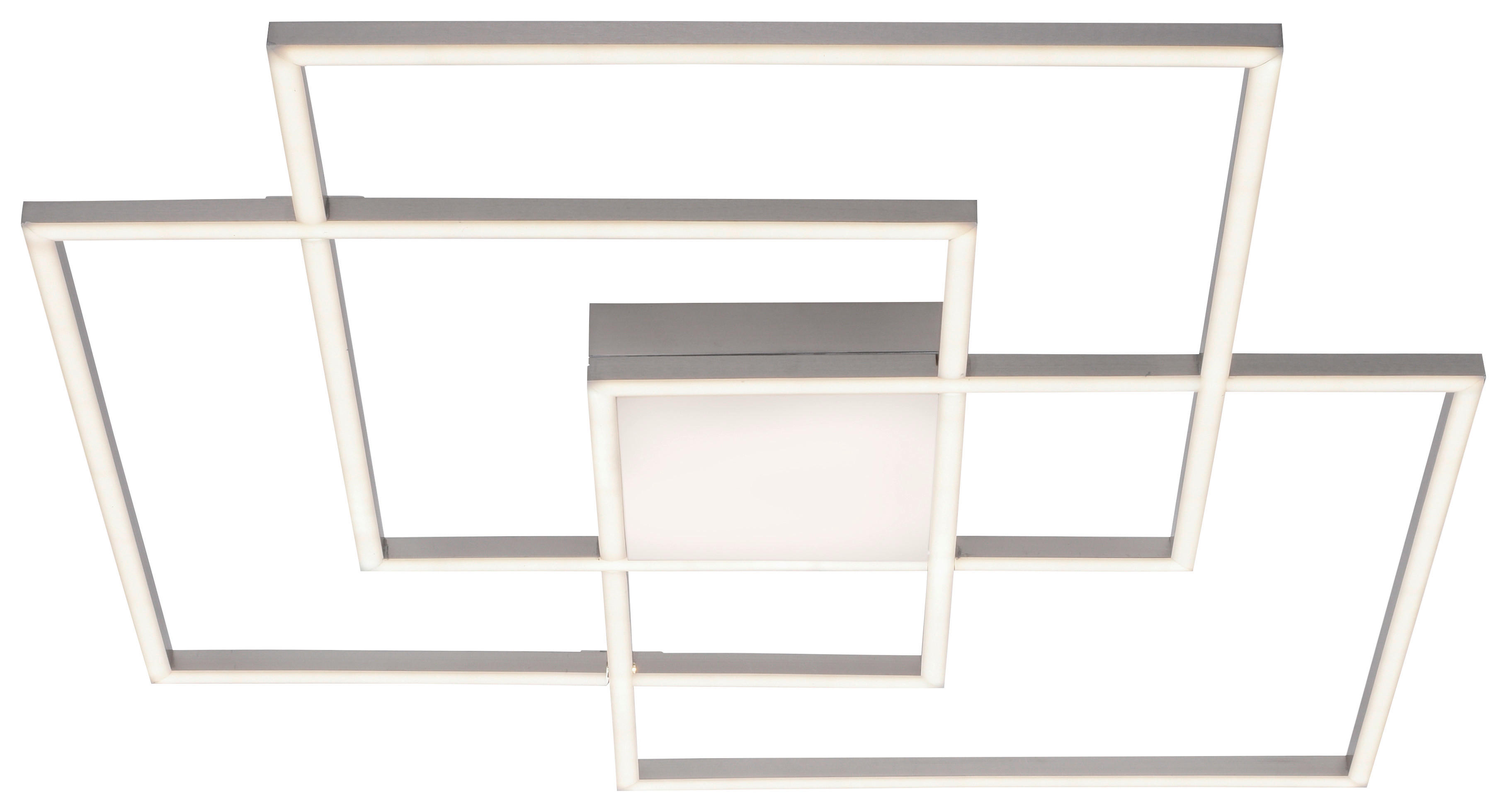 Just Light LED-Deckenleuchte AMIN 14713-55 stahlfarbig Edelstahl Kunststoff Aluminium B/H/T: ca. 75x6x75 cm 4 Brennstellen ASMIN - stahlfarbig (75,00/6,00/75,00cm) - Just Light