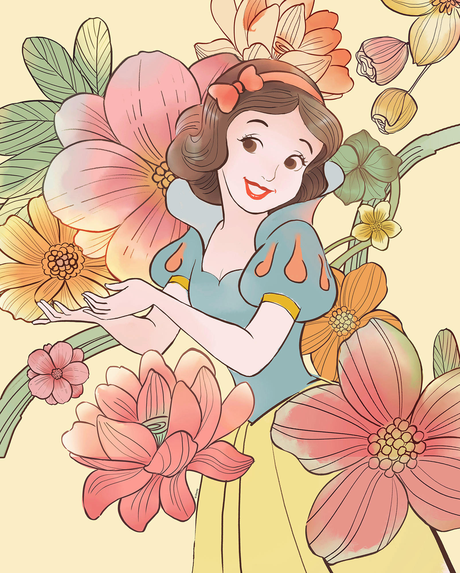 Komar Poster Snow White Flowers Disney B/L: ca. 40x50 cm günstig online kaufen