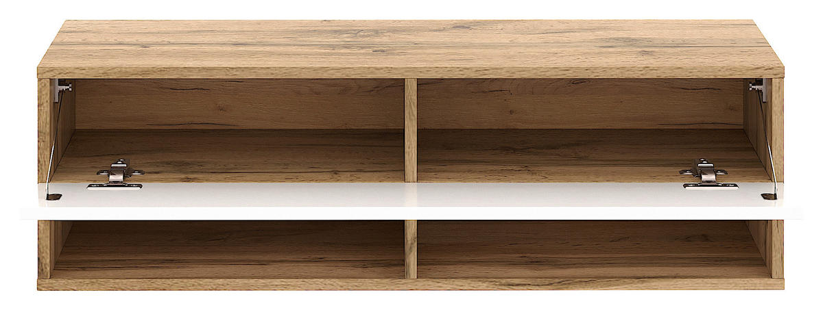 TV-Lowboard TV LOWBOARD DERBY 100 Eiche Wotan Nachbildung weiß glänzend B/H/T: ca. 100x32,5x31,5 cm TV LOWBOARD DERBY 100 - Eiche/weiß (100,00/32,50/31,50cm) - WIPMEB