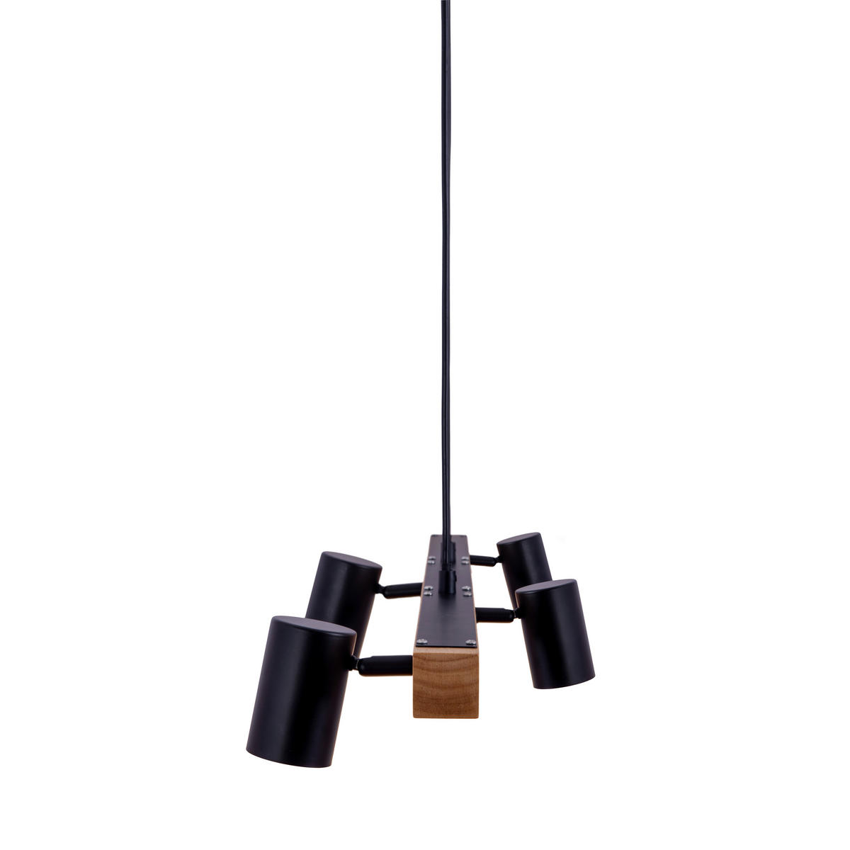Näve Leuchten Pendelleuchte 7094522 schwarz Holz Metall B/H/T: ca. 24x120x80 cm GU10 4 Brennstellen Frida - schwarz (24,00/120,00/80,00cm) - Näve Leuchten