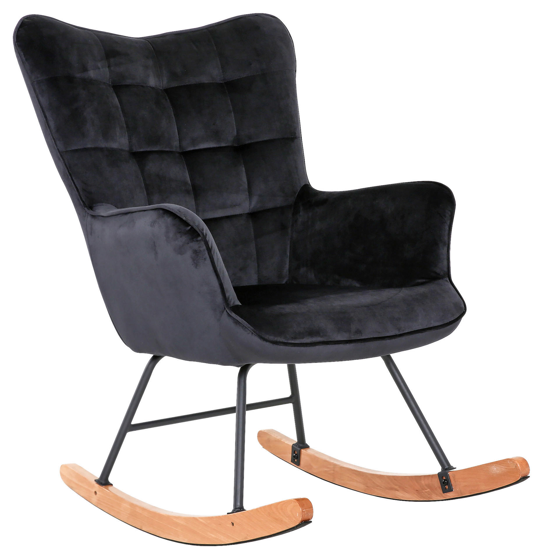 byLIVING Schaukelstuhl RICHIE schwarz schwarz natur Stoff Metall Buche B/H/T: ca. 72x92x92 cm RICHIE - natur/schwarz (72,00/92,00/92,00cm) - byLIVING