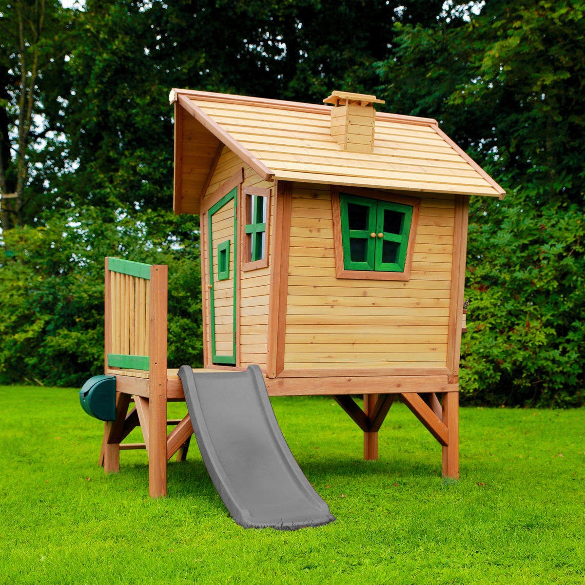 AXI Spielhaus Robin grau B/H/L: ca. 264x203x177 cm Robin - braun/grün (177,00/264,00/203,00cm) - AXI