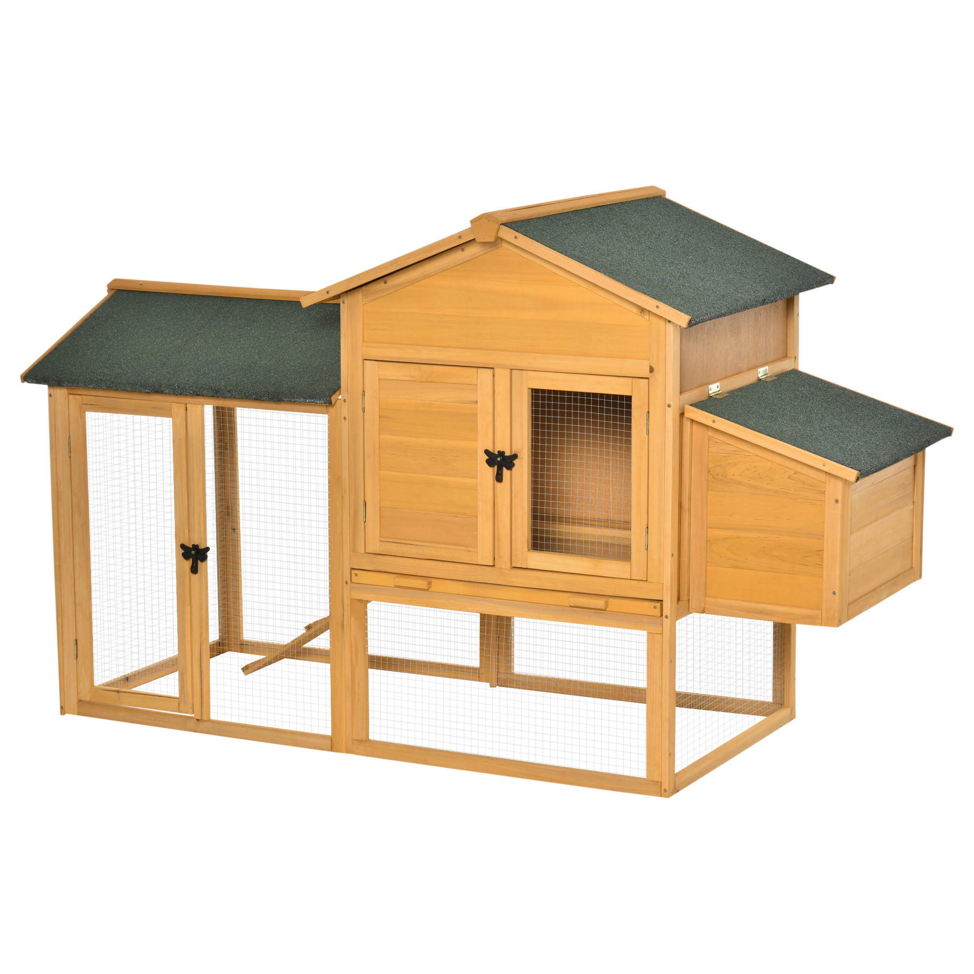PawHut Stall grün Holz B/H/L: ca. 75x168x103 cm Hühnerstall - gelb/grün (103,00/75,00/168,00cm) - PawHut