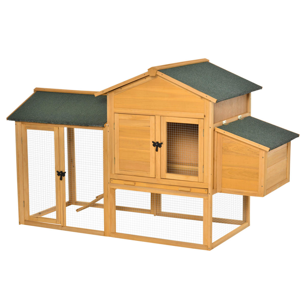 PawHut Stall grün Holz B/H/L: ca. 75x168x103 cm Hühnerstall - gelb/grün (103,00/75,00/168,00cm) - PawHut