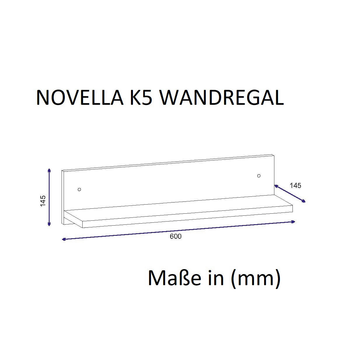 Wandregal Vovella weiß B/H/T: ca. 60x14,5x14,5 cm Vovella - weiß (60,00/14,50/14,50cm) - moebel17