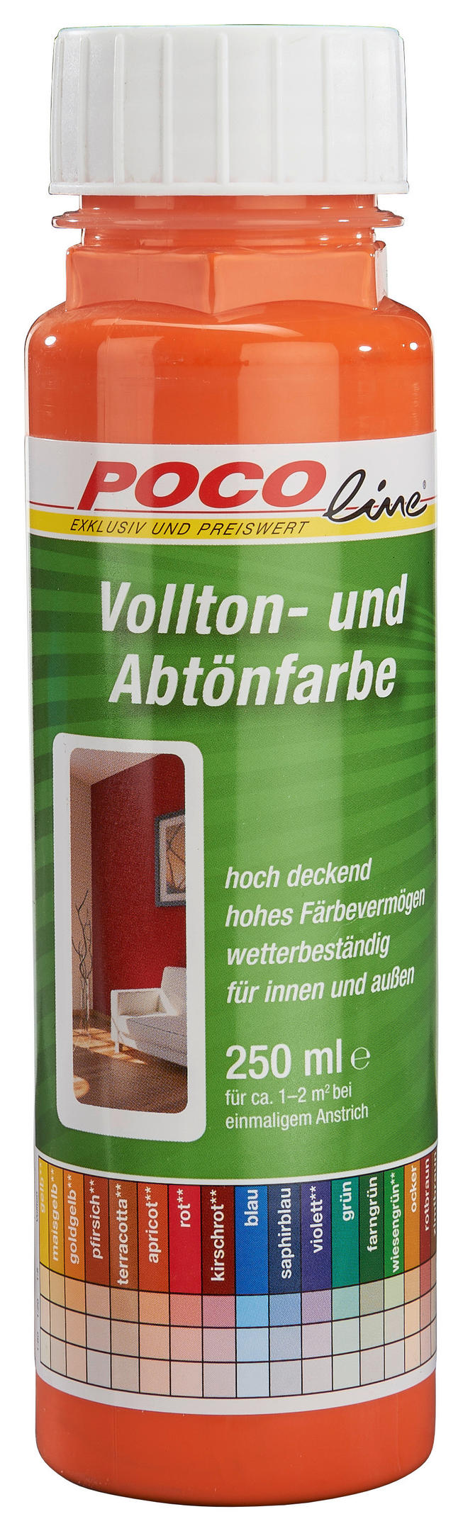POCOline Vollton- und Abtönfarbe apricot ca. 0,25 l Voll+Abtönfarbe 250ml apricot - apricot (250ml) - POCOline