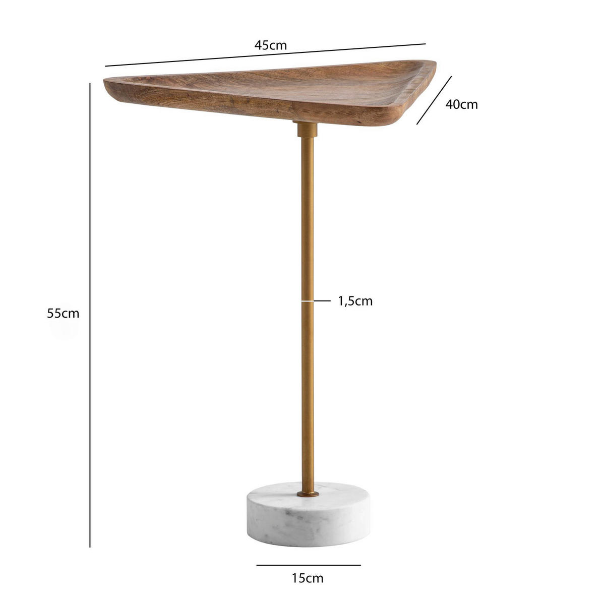 Beistelltisch Mango Marmor B/H/T: ca. 45x55x40 cm Beistelltisch - (45,00/55,00/40,00cm) - Wohnling