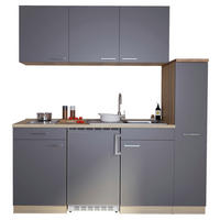 Respekta Küchenblock Economy Eiche Sägerau Nachbildung B/H/T: ca. 180x200x60 cm Economy - Eiche/grau (180,00/200,00/60,00cm) - Respekta