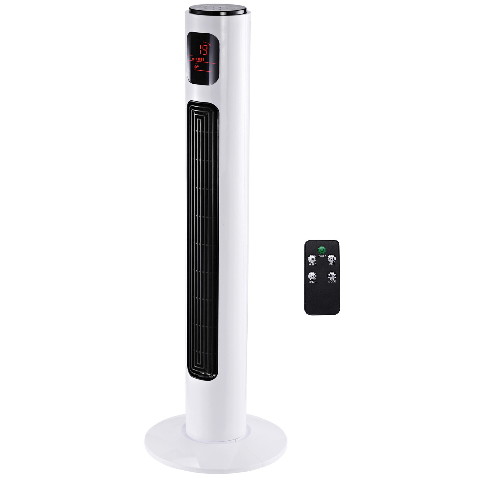 HOMCOM Ventilator schwarz Edelstahl Kunststoff Polypropylen B/H/L: ca. 32x32x96 cm Turmventilator - weiß/schwarz (96,00/32,00/32,00cm) - HOMCOM