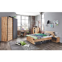 Bett Liverpool Eiche Plankeneiche Nachbildung Graphit B/T: ca. 120x200 cm Liverpool - Eiche/Graphit (120,00/200,00cm)
