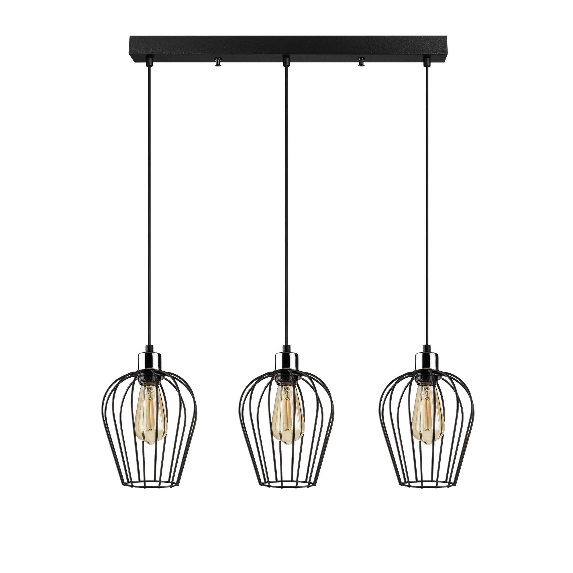 Thumbnail - Opviq Pendelleuchte Tel schwarz Eisen B/H/T/L/D: ca. 20x115x20x70x22 cm E27 3 Brennstellen