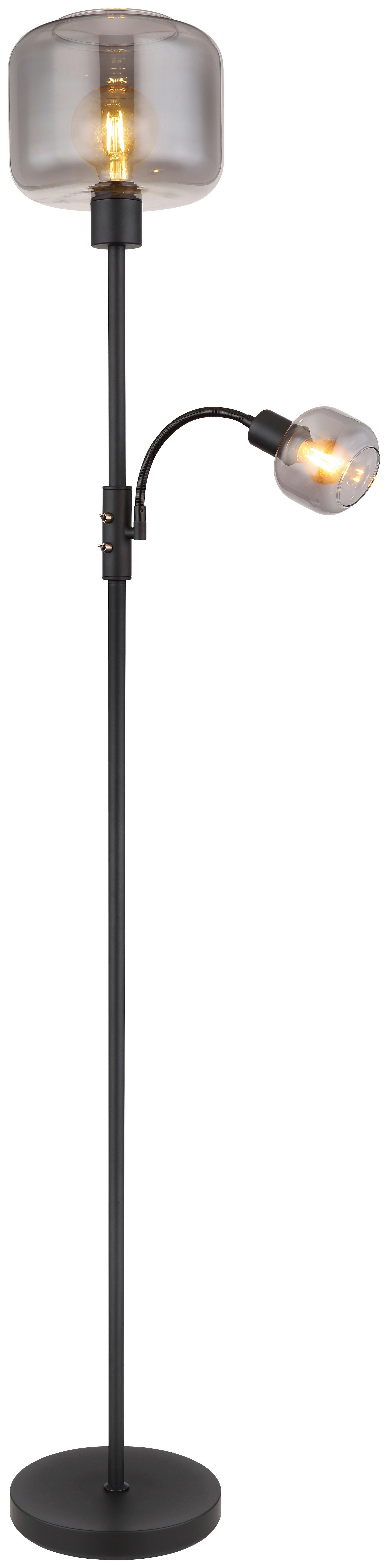 GLOBO Stehleuchte grau mattschwarz Metall Glas H/D: ca. 165x25 cm E27 1 Brennstellen GIUSEPPE - mattschwarz/grau (25,00/165,00cm) - GLOBO