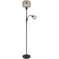 GLOBO Stehleuchte grau mattschwarz Metall Glas H/D: ca. 165x25 cm E27 1 Brennstellen GIUSEPPE - mattschwarz/grau (25,00/165,00cm) - GLOBO