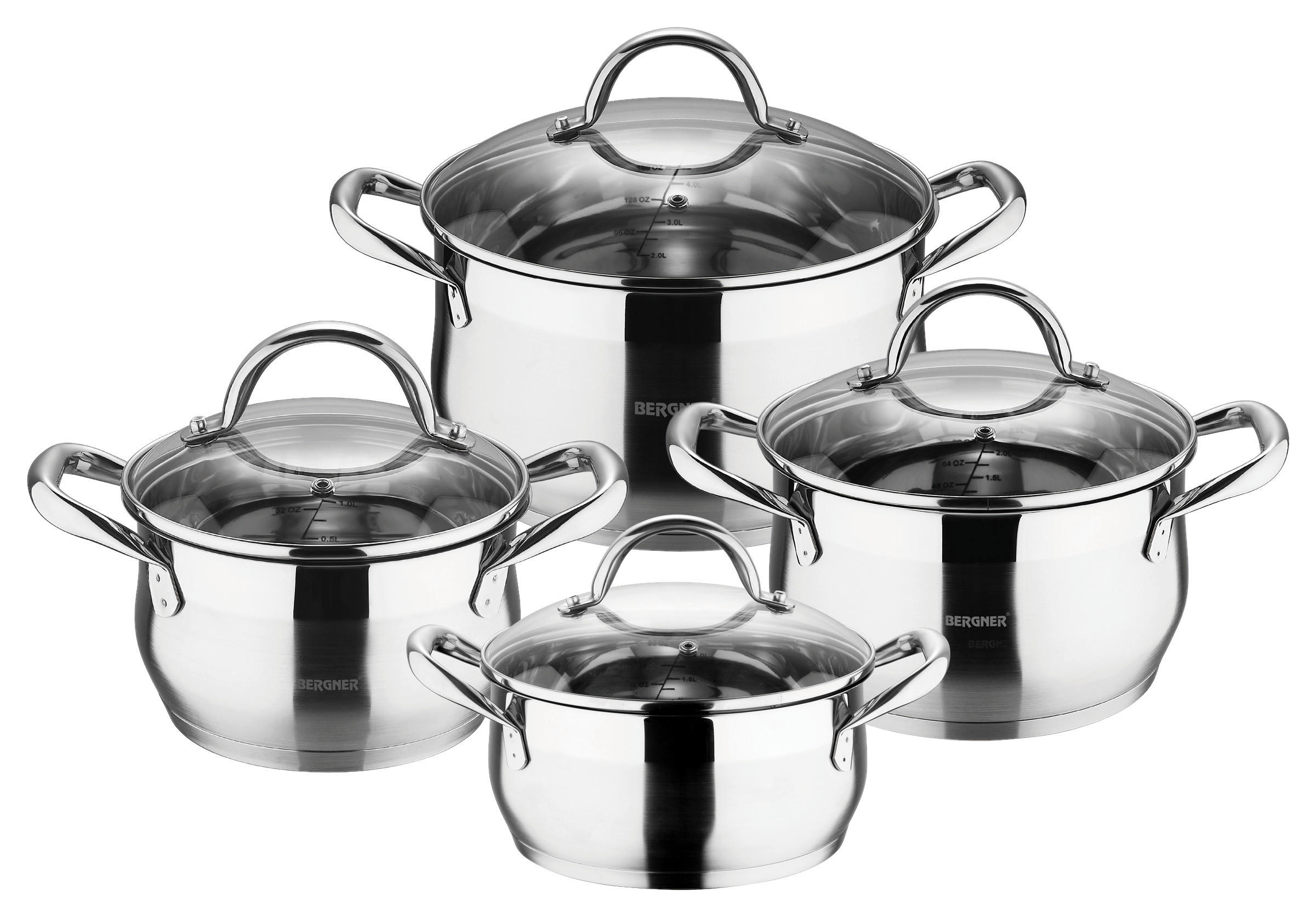 Topfset Gourmet silber Edelstahl 8 tlg.