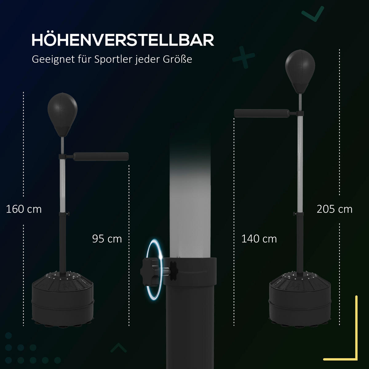SPORTNOW Fitness-Zubehör schwarz Edelstahl B/H/L: ca. 48x76x205 cm Punchingball_Set - schwarz (205,00/48,00/76,00cm) - SPORTNOW