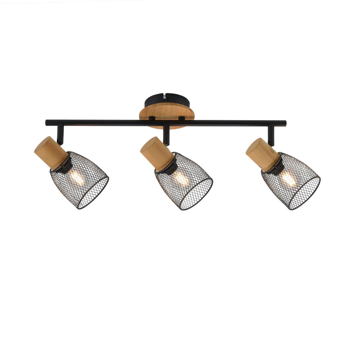 Just Light Spotbalken TAMIS 15193-79 schwarz natur Holz Metall B/H/T: ca. 65x22x24 cm E14 3 Brennstellen TAMIS - natur/schwarz (65,00/22,00/24,00cm) - Just Light