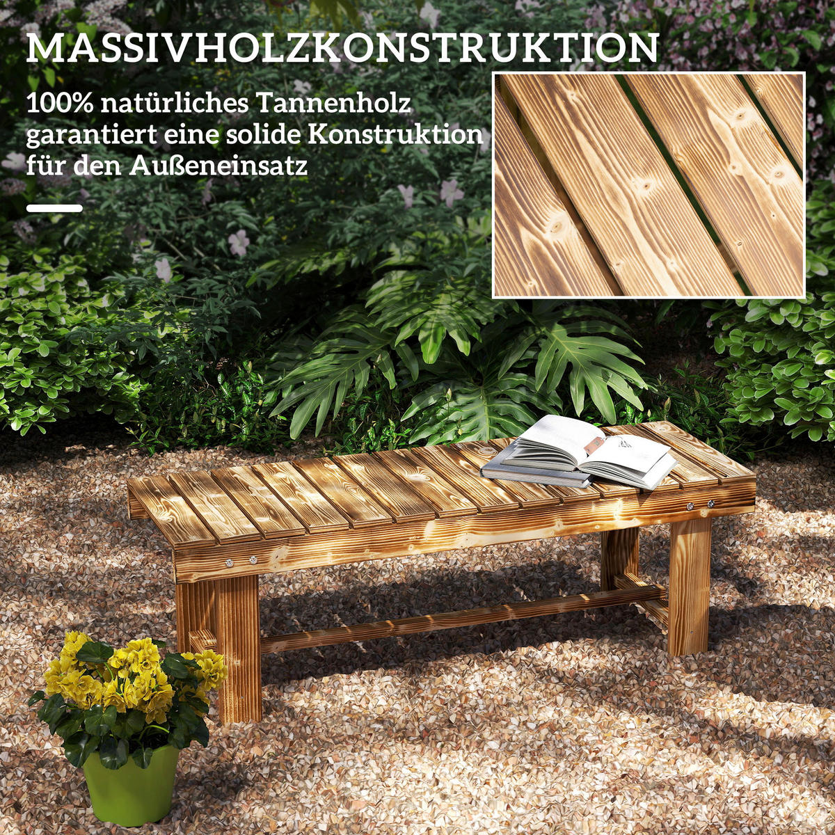 Outsunny Gartenbank braun Holz B/H/L: ca. 38x35x110 cm Gartenbank - braun (110,00/38,00/35,00cm) - Outsunny