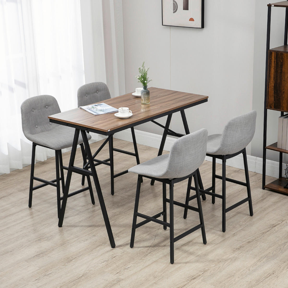 Bartisch nussbaum Nachbildung B/H/T: ca. 120x91x60 cm Bartisch-Set - nussbaum (120,00/91,00/60,00cm) - HOMCOM